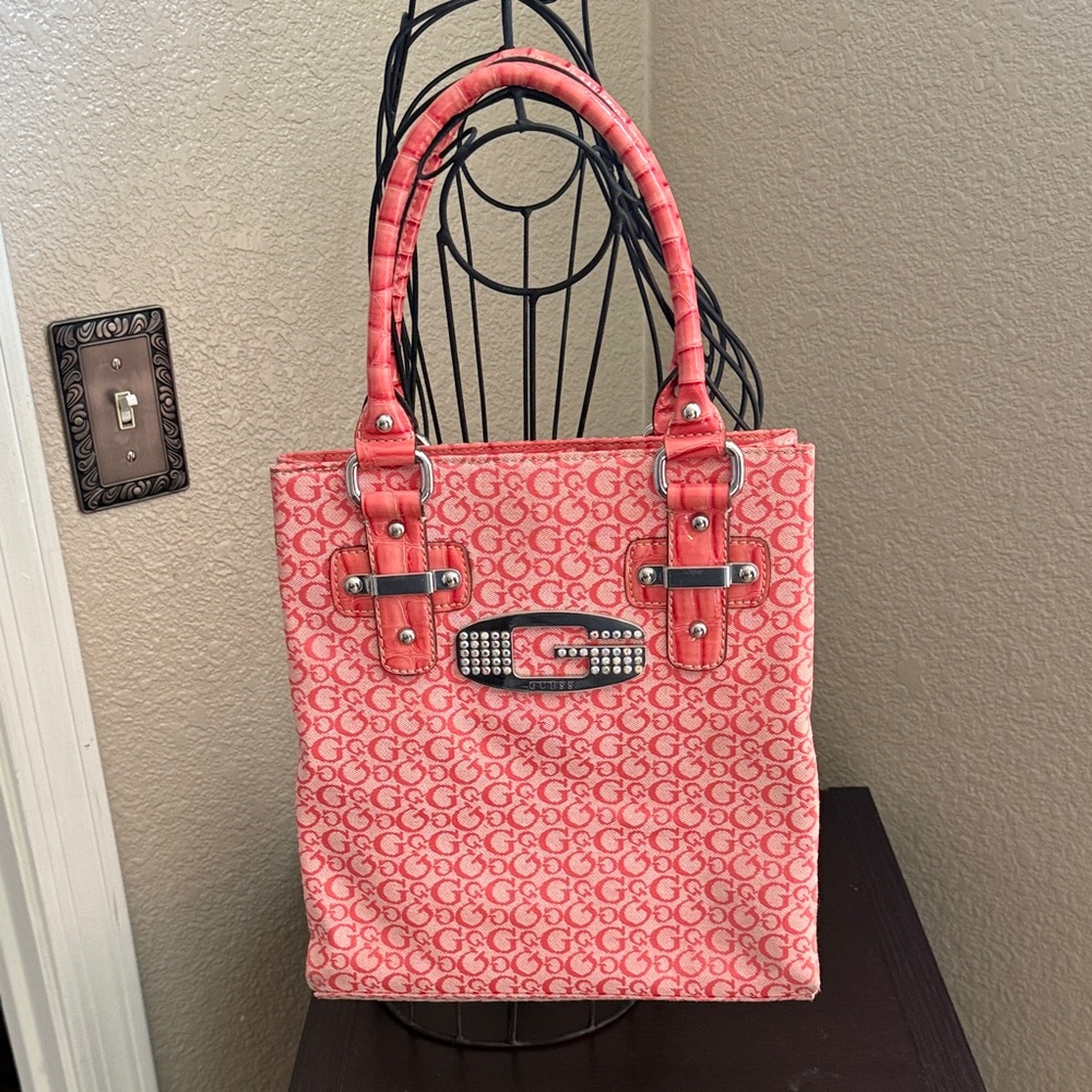 Guess Coral Patterned Tote Bag